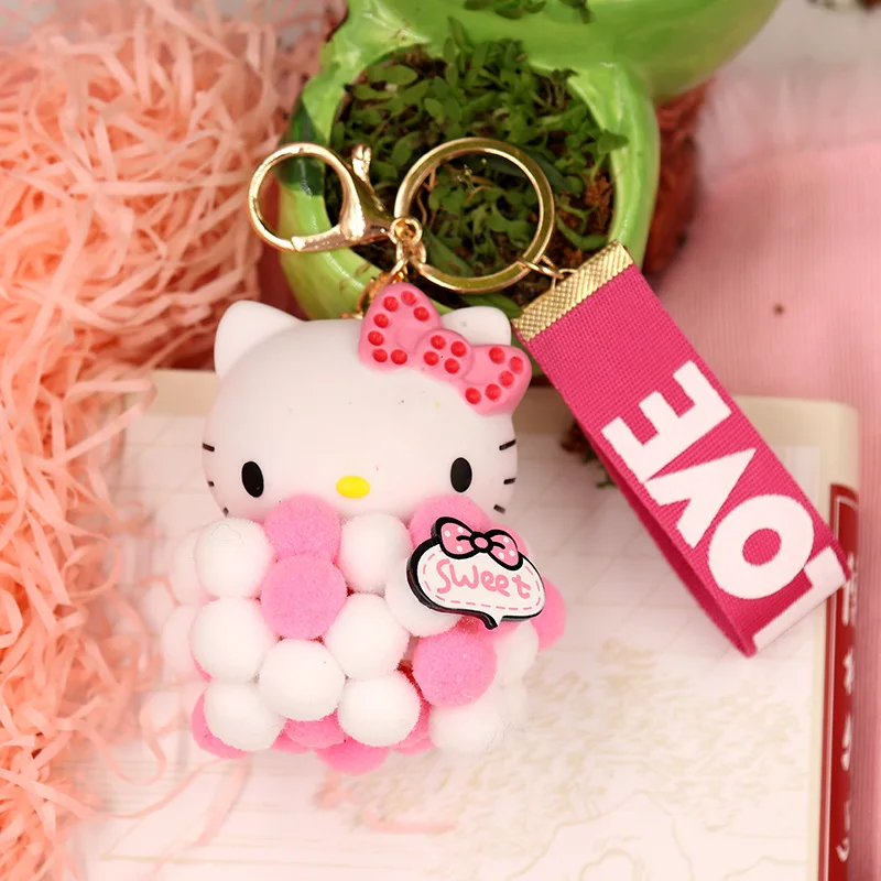 Мультяшный милый плюшевый шар брелок Hello Kitty KT Cat брелок Женская сумочка Автомобильная подвеска с героем аниме брелок для ключей, Подарочный маленький ювелирный - Цвет: Style4