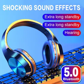 

Bluetooth V5.0 Headphones Active Noise Cancelling Wireless Headset Foldable Hifi Deep Bass Earphones with Microphone for Music
