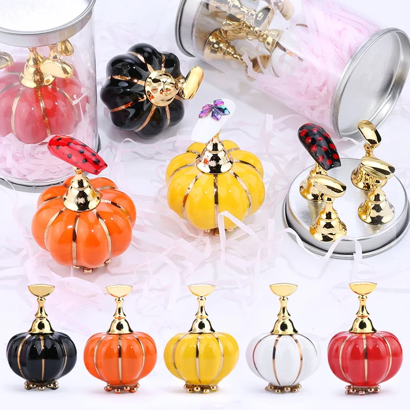 

5 Pcs False Nail Display Stand Practice Display Tip Holder Training Pumpkin Holders Alloy False Nail Showing Shelf Manicure Tool