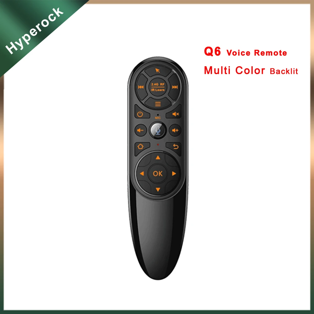 Q6 sem fio ir aprendizagem ar mouse giroscópio 7 cores led retroiluminado 2.4g inteligente google assistente de voz controle remoto