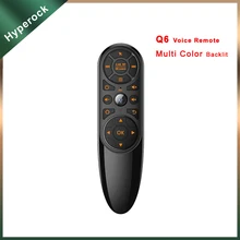 Q6 sem fio ir aprendizagem ar mouse giroscópio 7 cores led retroiluminado 2.4g inteligente google assistente de voz controle remoto