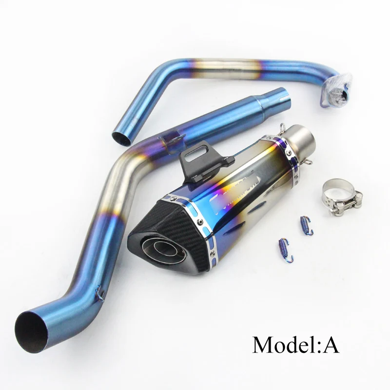 Для CB190 CB190R CBF190R мотоцикл Выхлопная Модифицированная выхлопная труба из нержавеющей стали 51 мм передняя Соединительная труба и выхлопная труба - Цвет: A