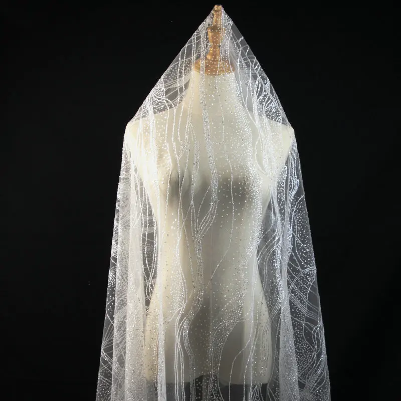 Глазированный 1Y/Лот Серебро бронзовая блестящие сеточные швейной блесток ткань для свадебного украшения для самодельного изготовления материал TX1450