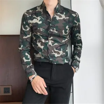 

Camouflage Shirt Mens Army Tactial Shirts Casual Slim Fit Camisa Masculina 2018long Sleeve Men Shirt Designer Shirts Men Dress