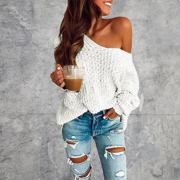 

womens sweaters loose sweater Women's Fashion Casual Slim Fit Long Sleeve Stripe V-neck Knitted Sweater Tops Y916