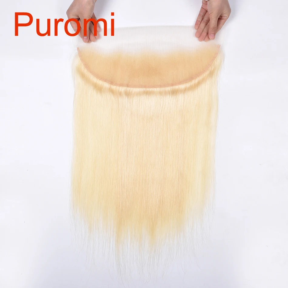 Puromi, прямые, 13X4, на шнурке, лобовое закрытие, с детскими волосами, человеческие волосы, 613#, цвет, средний коэффициент, Remy человеческие волосы, свободная часть