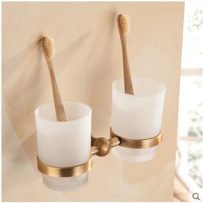 tooth brush holder Набор аксессуаров для ванной комнаты античный бронзовый резной алюминиевый набор для ванной полотенцесушитель, туалетная бумага держатель щетки, крючки - Цвет: tooth brush holder