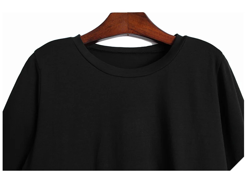 [EAM] Women Black Irregular Pleated Big Size T-shirt New Round Neck Long Sleeve  Fashion Tide  Spring Autumn 2020 1DA567