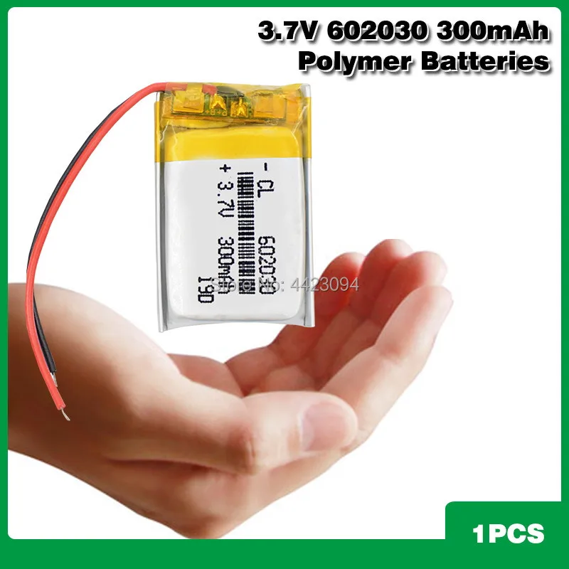 Rechargeable Lithium Batteries 602030 mini Lipo 300mAh 3.7V Bluetooth MP3 Card Audio Recorder Li-ion LWH 30*20*6mm