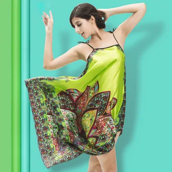 

Silk Sexy Pajamas Women's Summer National Style Nightdress Women's Summer