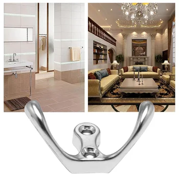 

Behogar 10PCS Zinc Alloy Double Prong Robe Hook Clothes Holder Organizer with 20PCS Screws for Coats Keys Jackets Jewelry Hats