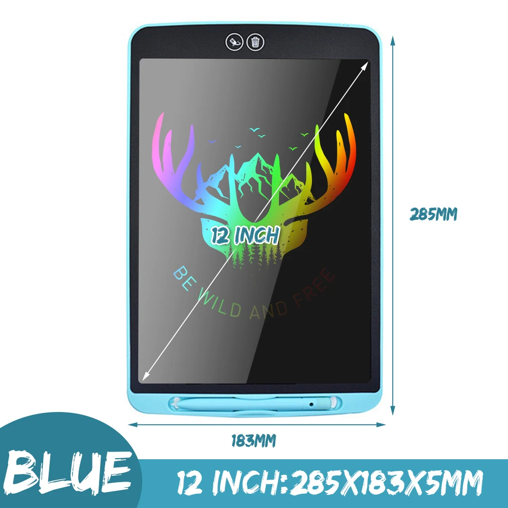 Erasable blue 12 дюймов Смарт красочные ЖК-дисплей планшет с цифровым рисунком для рукописного ввода графической информации Pad сообщение Графика доска детская письменная доска - Цвет: Erasable blue