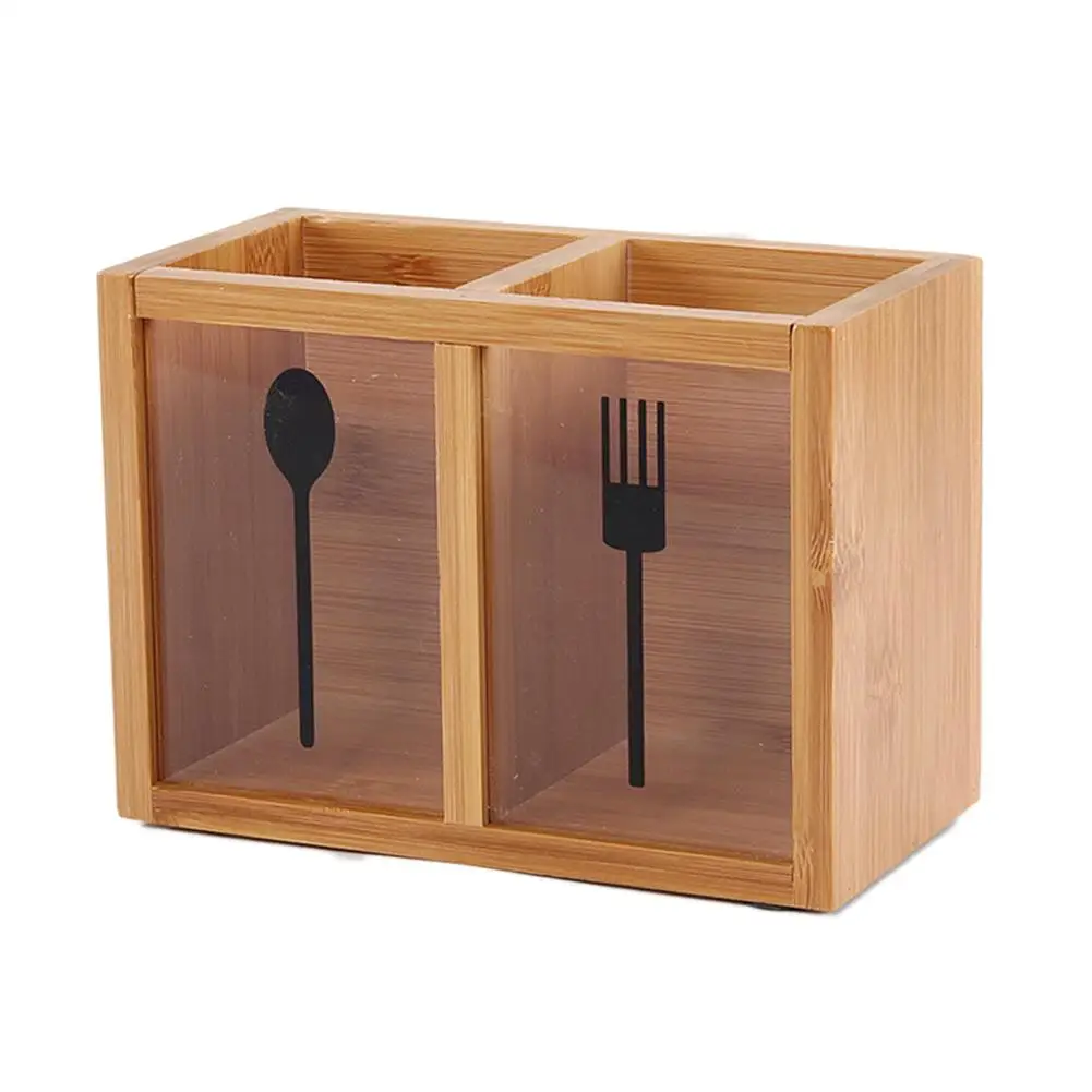 

Multifunctional Bamboo Chopsticks Spoon Fokr Storage Box Drain Chopsticks Stand Chopsticks Cutlery Partition Storage Box