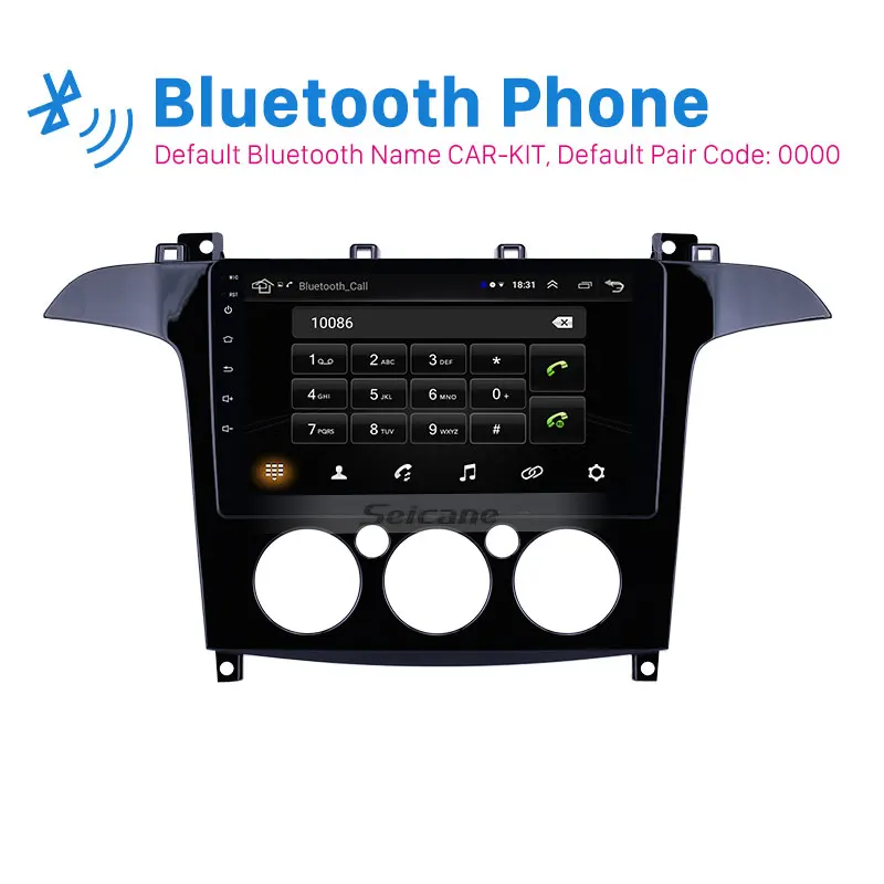 Cheap Seicane Car Android8.1 Stereo 2Din HD GPS Navi 9" Autoradio Bluetooth for Ford S-Max Manual A/C 2007 2008 1+16GB support Carplay 2