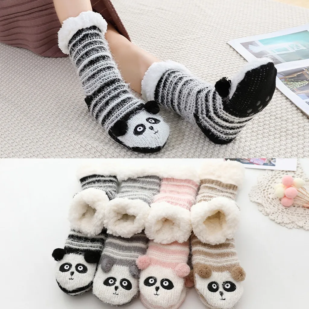Cartoon Velvet Floor Socks Women Winter Thicken Warm Sleep Socks Cotton Knit Floor Non-slip Super Thicken Soft Socks Home