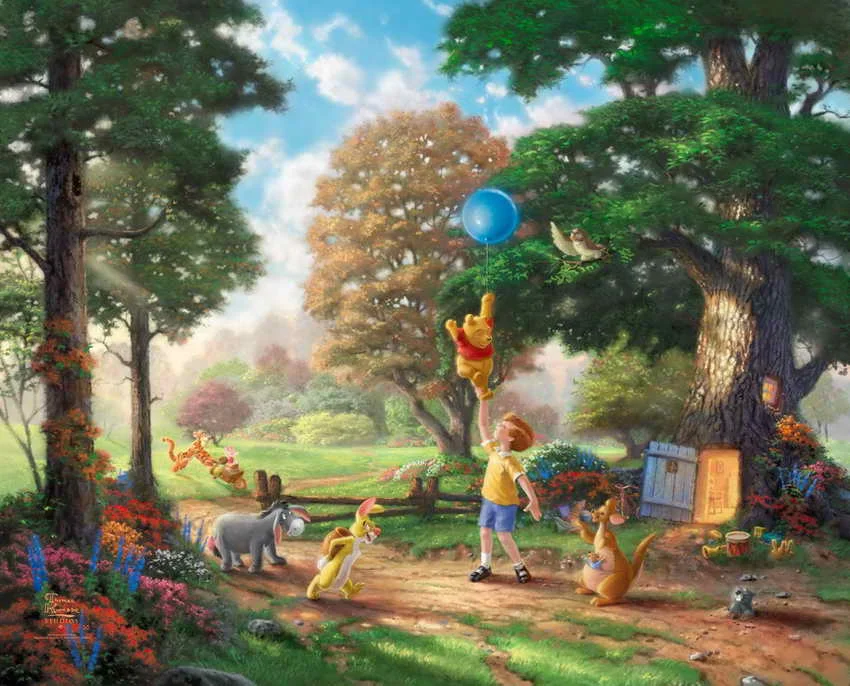 

Winnie The Pooh II Thomas Kinkade HD Canvas Print Living Room Bedroom Wall Pictures Art Painting Home Decoration No Frame