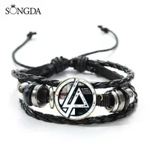 SONGDA рок музыка Linkin Park Группа икона браслет стимпанк хип-хоп рок группа стекло драгоценный камень из искусственной кожи браслет для фанатов