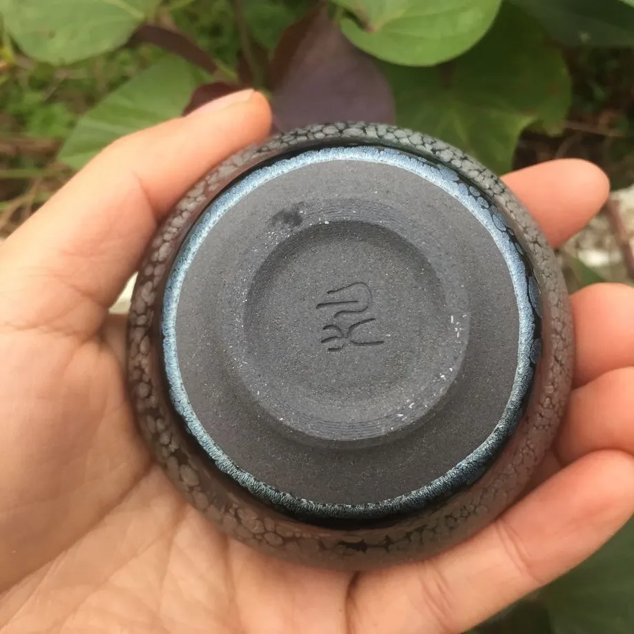 JZ202 Chinese Jian kiln tea bowl with oilspot glaze Small Tenmoku Tea Cup Natural Ceramic High Temporature Fired Eco-friendly tea cup