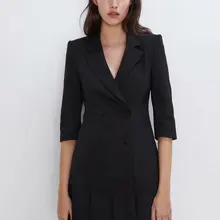 Европейский и американский 19 осенний и зимний стиль свободный крой стройнящий плиссированный декоративный костюм куртка-платье 2352/230