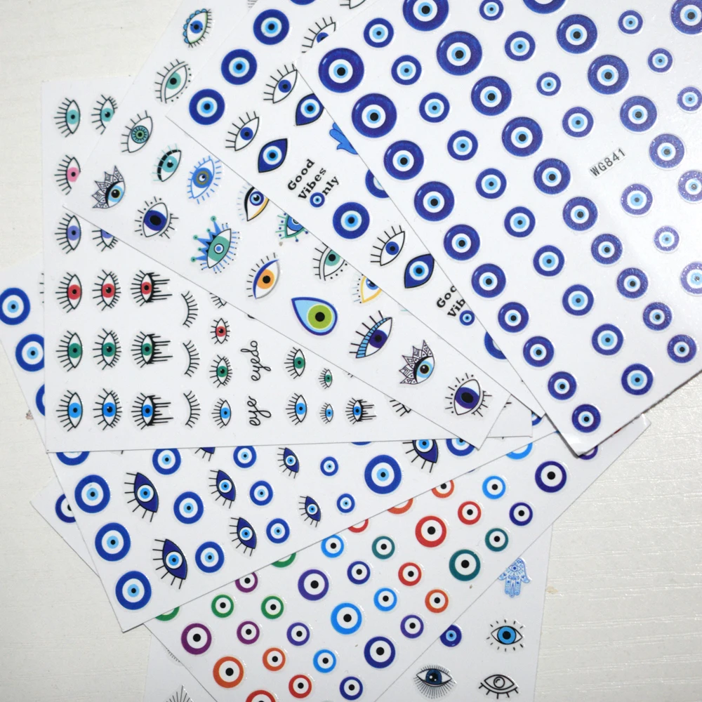 Blue Eye Nail Sticker Color Exquisite Eye Adhesive Self-adhesive Nail Slider Art Beauty Applique 1PCS Nail Stickers,Nail Art Decoration,Nail Decals