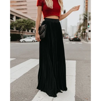 

Autumn Women's Long Skirt Women Fashion Clothes Fall Winter 2019 New Female Skirt High Waist Casual Loose Office A-Line Skirts