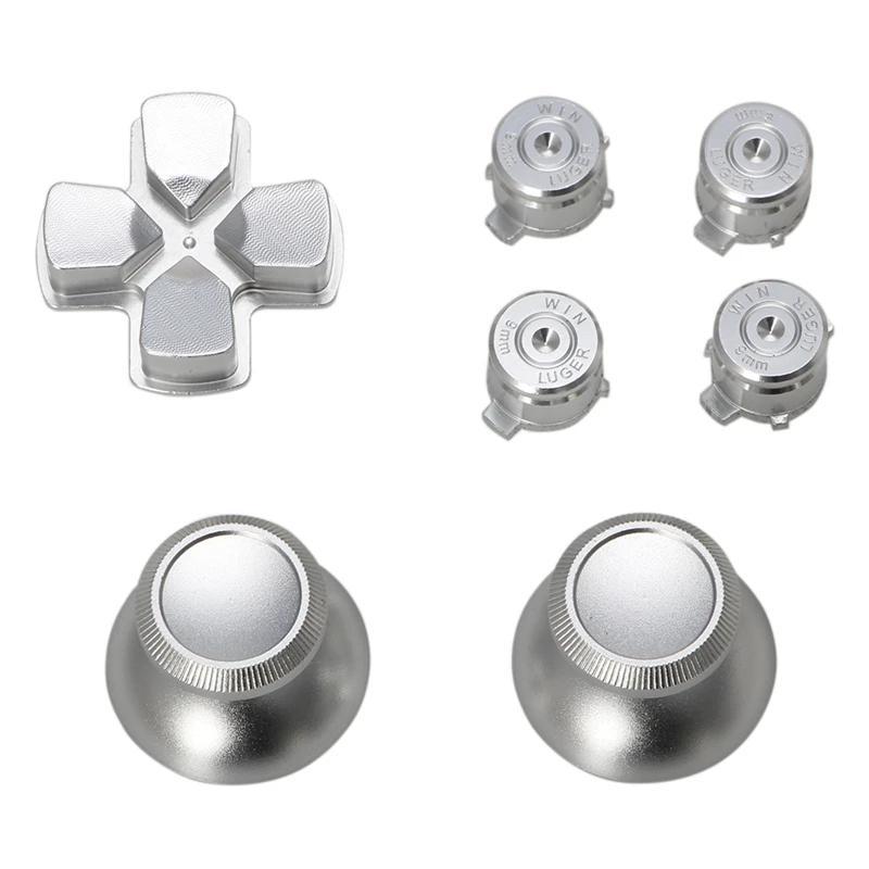 Metal Dpad Thumbstick Cap Bullet Buttons For Sony PS4 DualShock 4 Controller Kit 746D