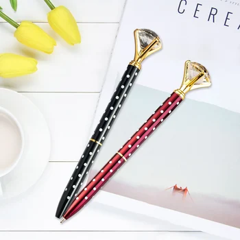

1Pc 5 Color Big Diamond Crystal Pen Gem Ballpoint Metal BallPen Kawaii Pen Fashion School Office Supplies 1.0mm Black Ink