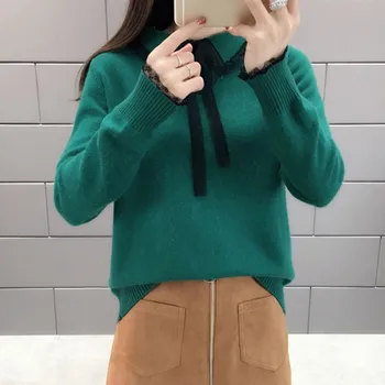 

2020 New Arrival Women's New Lazy Wind Lace Collar Knit Sweater Attractive
