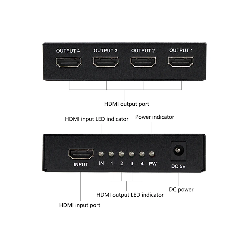 HDMI сплиттер 1x2 Full HD 1080p 4k видео коммутатор 1X2 1x4 двойной дисплей для HDTV DVD PS3