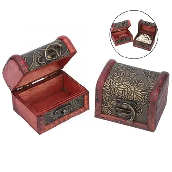 

2Pcs Handcrafted Wooden Vintage Jewelry Container Holder Candy Storage Box Delicate Jewelry Collection Packing Gift Organizer
