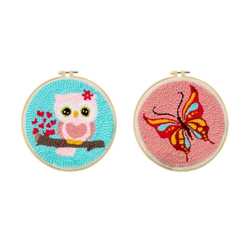 

2x 21cm Animal Punch Needle Cross Stitch Tool Kits Set DIY Needlecraft