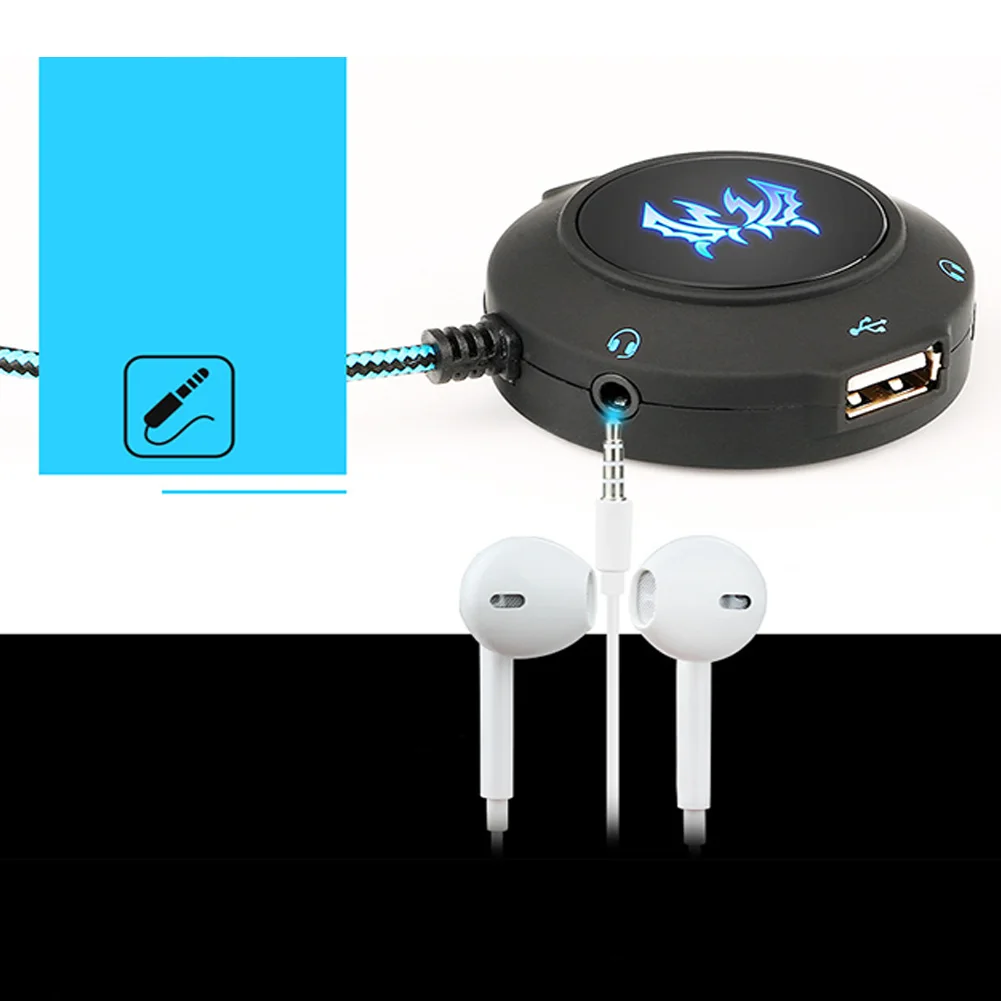 USB PC стерео многоинтерфейсный адаптер звуковой карты с подсветкой аудио кабель ноутбук шумоподавление внешний