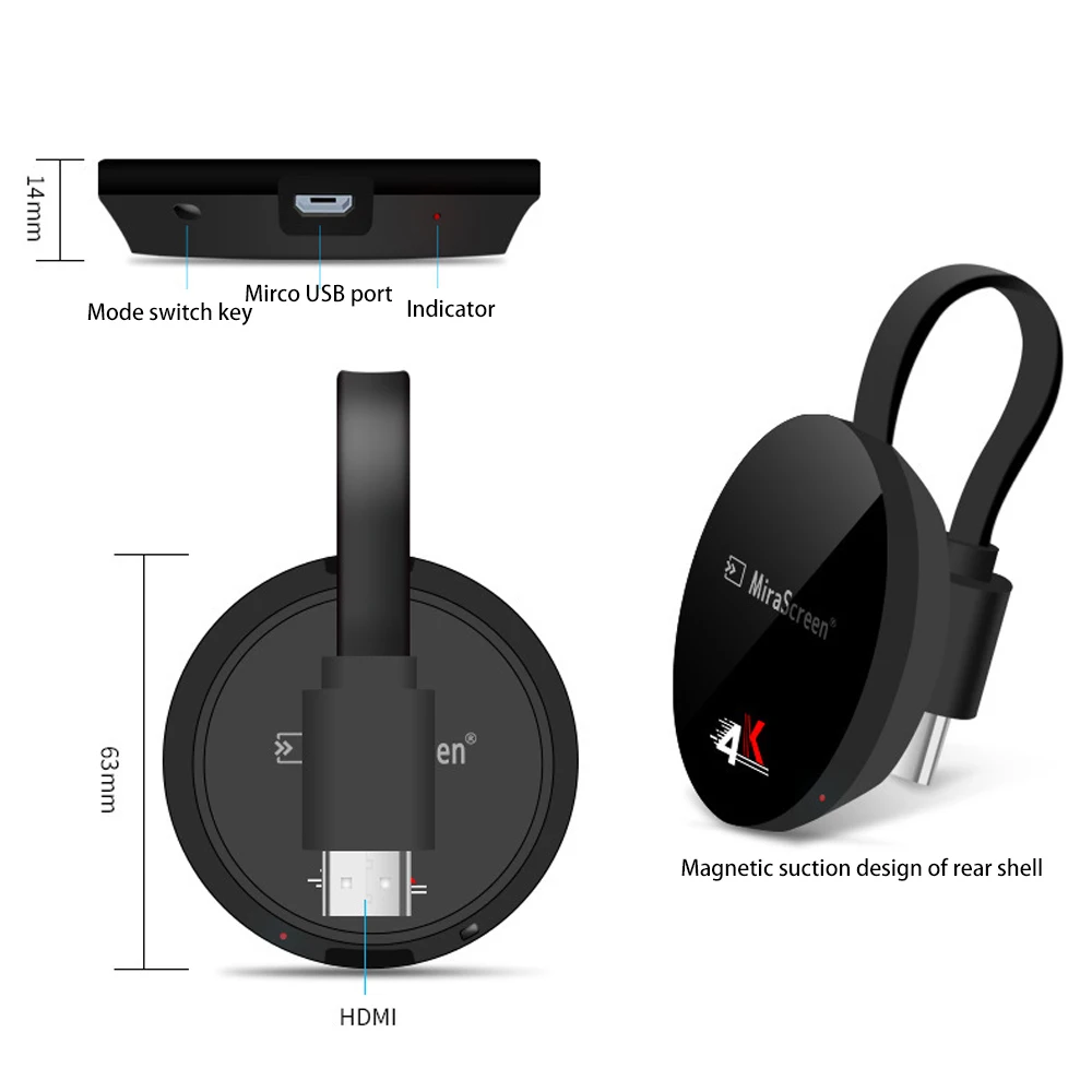 Mirascreen-projetor de tela hd anycast, 5g, sem