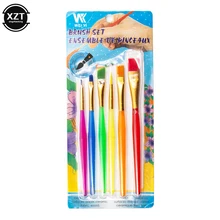 6 шт./партия Обучающие Детские акварельные кисти для рисования, кисти для рисования, нейлоновая ручка, кисти для рисования, художественная игрушка