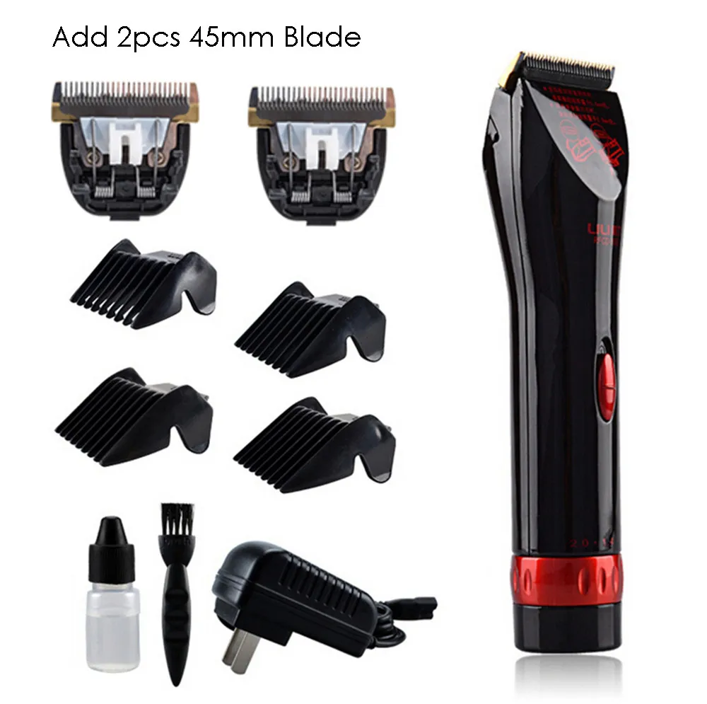 Red Add 2pcs Blades Профессиональный перезаряжаемый триммер для волос для мужчин, электрическая Парикмахерская Машинка для стрижки волос, машинка для стрижки волос, литиевая батарея 2200 мАч - Цвет: Red Add 2pcs Blades