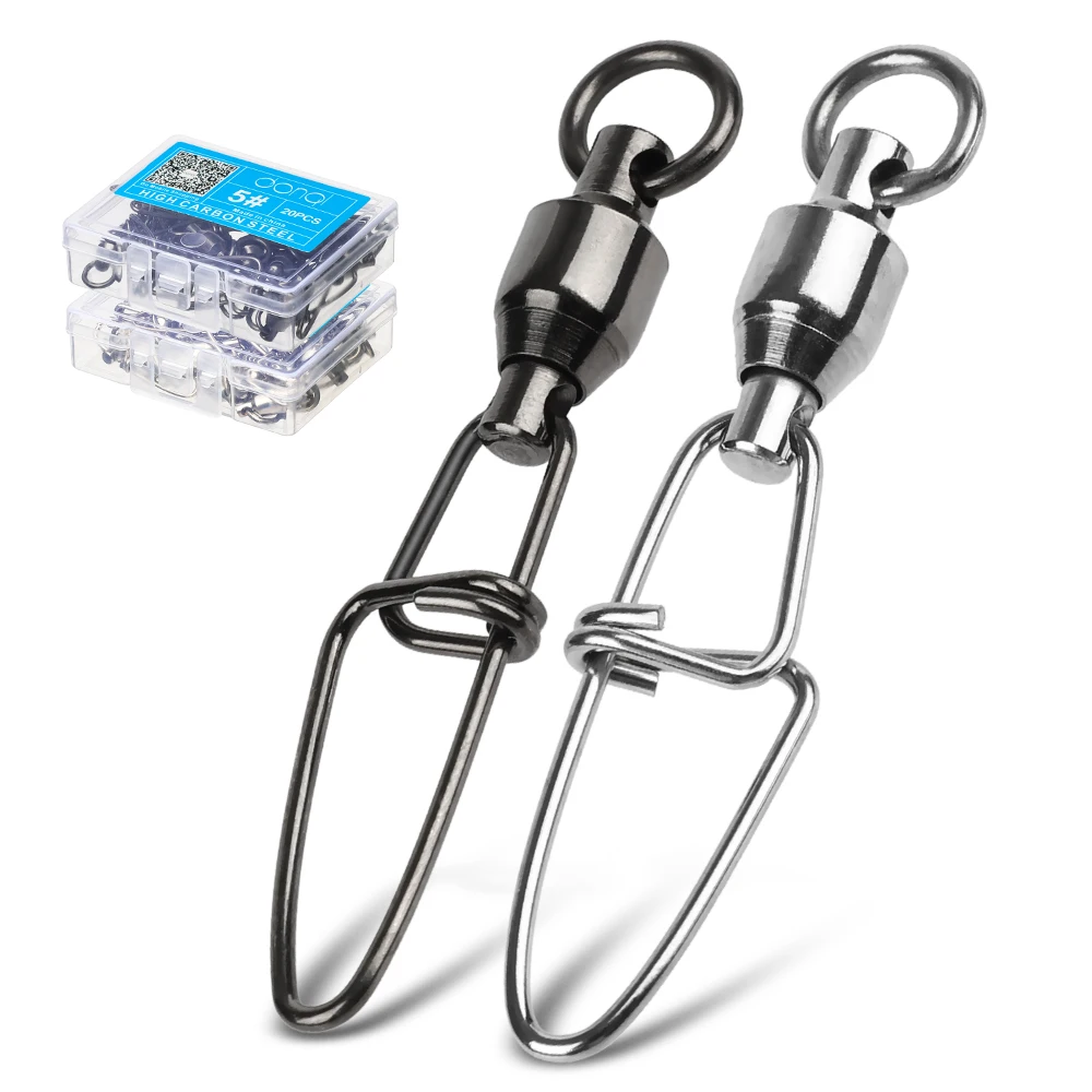DONQL 102050Pcs Bearing Fishing Connector 0#-6# Swivels Snap Rolling Stainless Steel Fish Hook Connector Fishing Accessories主图01 (1)