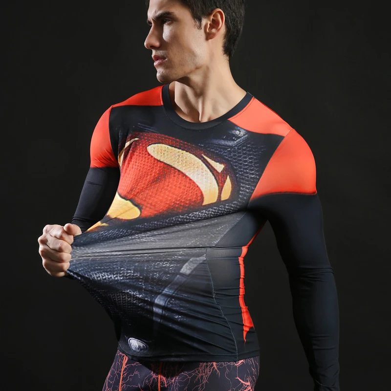 Лидер продаж Супермен печатных 3D Фитнес Футболка мужская супергерой косплей компрессионная Футболка мужская бодибилдинг облегающая футболка мужской верх