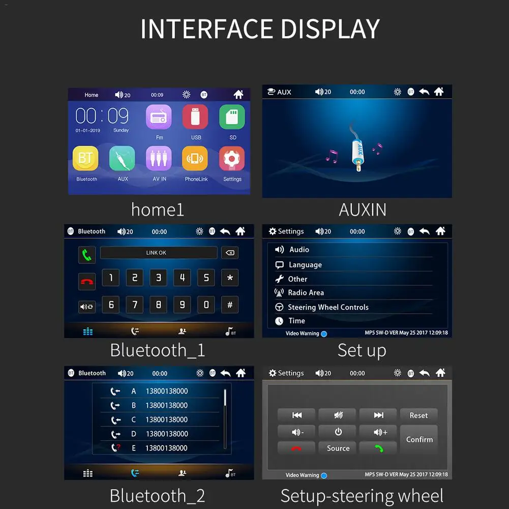 7 дюймов Bluetooth стерео радио плеер с сенсорным экраном 2 Din HD Mp5 плеер поддерживает IOS/Android телефон зеркало соединение