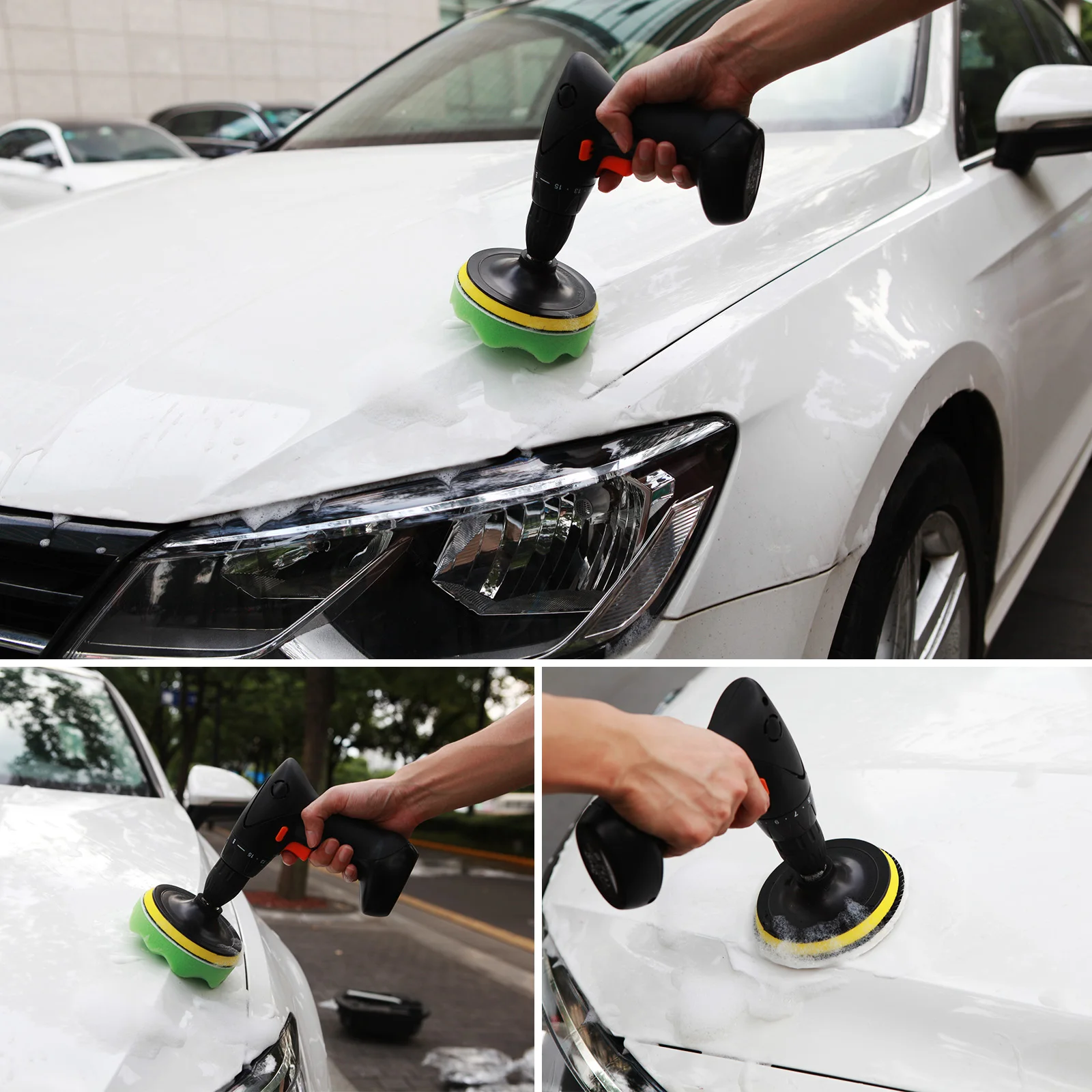 Car Polishing Disc 9Pcs/Set Self-Adhesive Buffing Waxing Sponge Wool Wheel Polishing Pad For Car Polisher Drill Adapter
