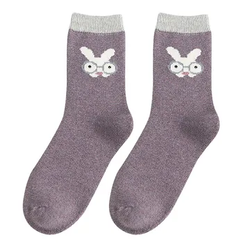 

SAGACE fashion Women's terry socks cute rabbit fashion warm ladies socks Christmas gift Animal Casual Cotton Socks Multicolor