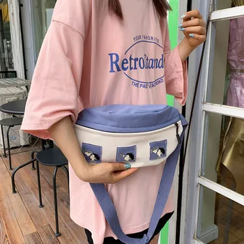

Canvas Zipper Waist Bag Fashion Chest Pack Cute Cartoon Girl Crossbody Bags Casual Women Bum Belt Bag Multifunction Fanny Pack