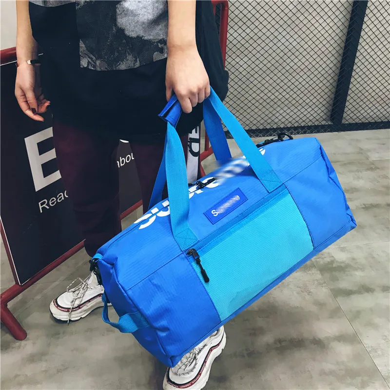 Уличная оксфордская фитнес-сумка, спортивные сумки для девочек, водонепроницаемая розовая спортивная сумка для мужчин, нейлоновая женская спортивная сумка для фитнеса, тренировочные дорожные сумки - Цвет: Синий цвет