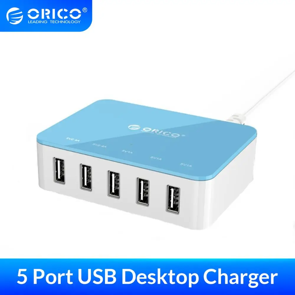 Зарядное устройство ORICO с 5 USB портами и адаптером питания|5 port|orico csa-5udesktop usb charger |