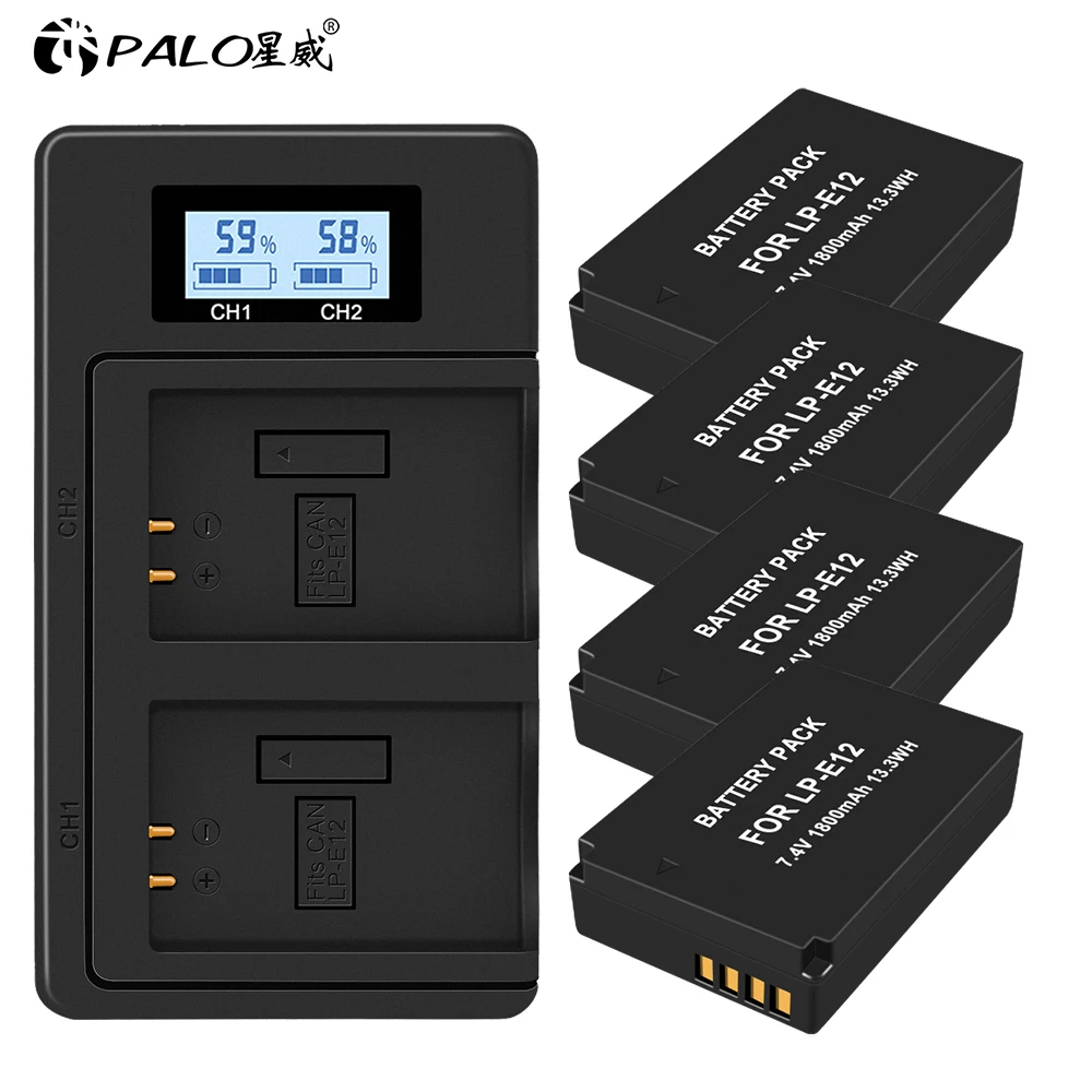 PALO LPE12 LP E12 камера Аккумулятор + ЖК дисплей USB двойной слот Зарядное устройство для