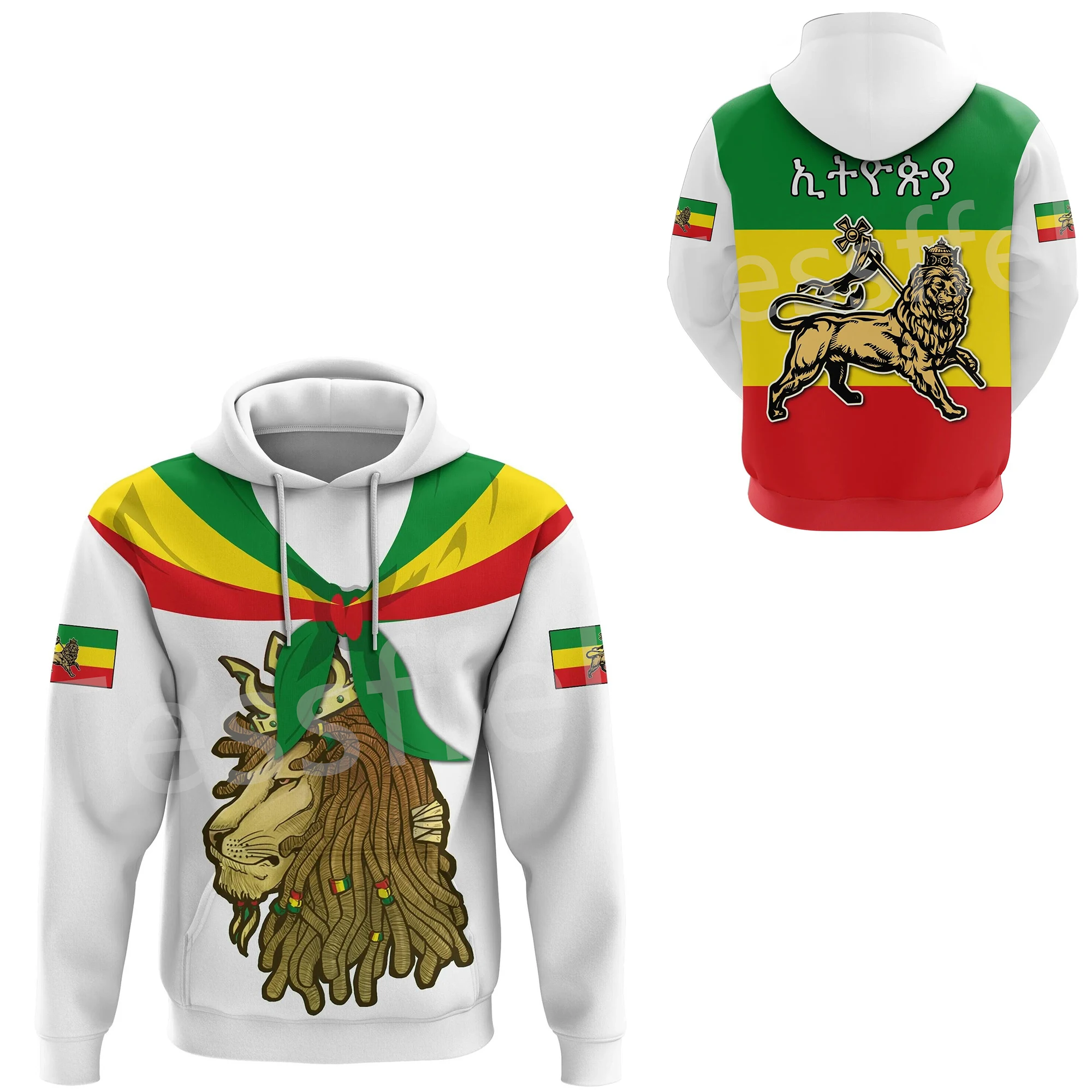 Tessffel Newest Ethiopia County Flag Africa Native Tribe Lion Pullover Tracksuit 3DPrint Mens/Womens Harajuku Casual Hoodies A24 ujwi 2020 suits men s sets 3dprint world map ocean funny harajuku winter tracksuit jacket sweatsuit sweatshirt hoodies jacket