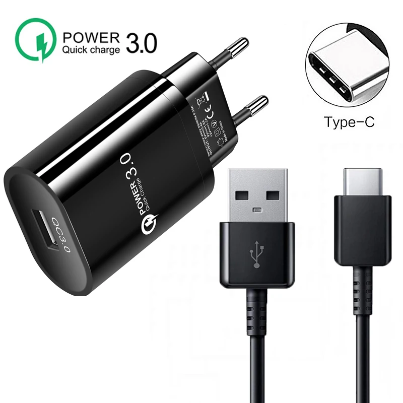 Дорожное настенное быстрое зарядное устройство для телефона type-c USB кабель для передачи данных для Xiaomi 5 5S A1 A2 A3 6 Note 2 3 MIX 2 2S One Plus 5 5T 6T 7T Pro