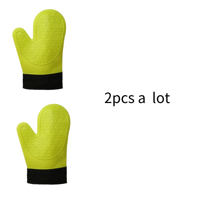 2pcs Лидер продаж 2 шт. Красный силиконовый кухня перчатка для печи Potholder с удлиненной холст рукавом шить для гриля и барбекю - Цвет: 2pcs