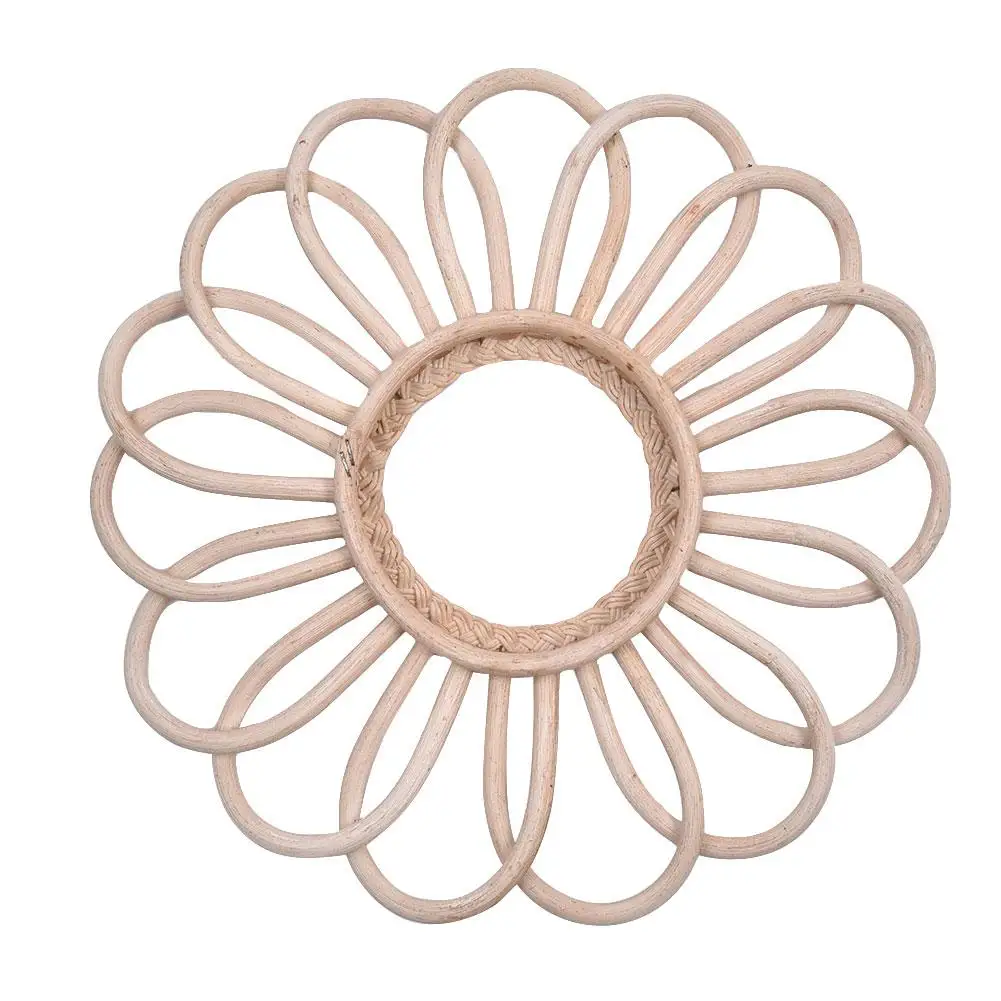

1 Pcs Vintage Round Decorative Wall Mirror Bohemian Chic Decorative Frame Home Living Room Innovative Rattan Decoration Frame