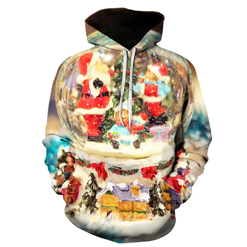 2019 Autumn Newest Men Hoodies Christmas Series Crystal Ball 3D Digital Print Sweatshirt Youth Trend Long Sleeve Pocket Pullover | Мужская