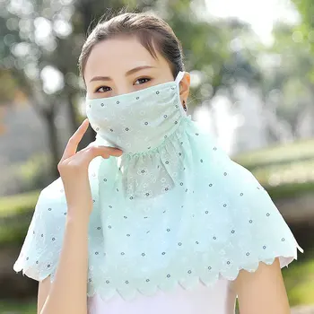 

Sunscreen Mask Neck Protection Thin Summer Breathable Silk Scarf Full Covering Triangle Scarf Outdoor Riding enlarged mask veil